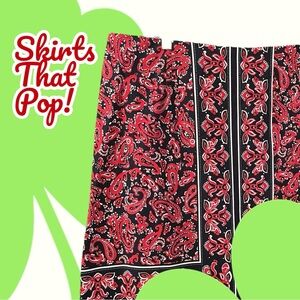 Talbots Woman Red Paisley Print Skirt 18W – Fully Lined, Side‎ Zip